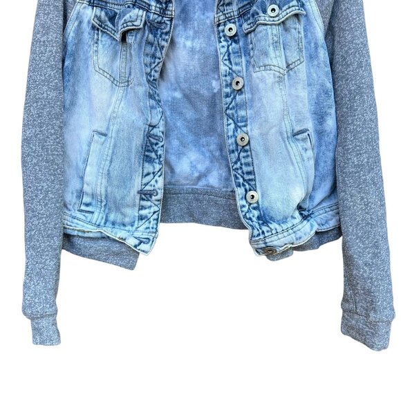 Lei Denim Hooded Light Blue Gray Acid Wash Jacket Size S - Picture 3 of 9